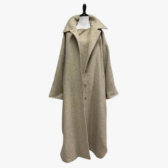 Ivan Grundahl Linea S Oversized Wool Winter Maxi Over Coat Tan EUC Size Medium - Picture 1 of 6